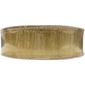 Member's Mark Wired Edge Premium Holiday Ribbon, 1.5" Wide x 50yds - Tan/Gold